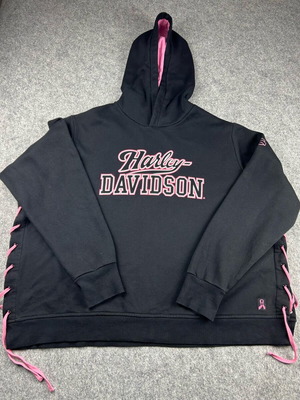 Harley-Davidson Women's Black Hoodie Used with Pink Drawstrings
