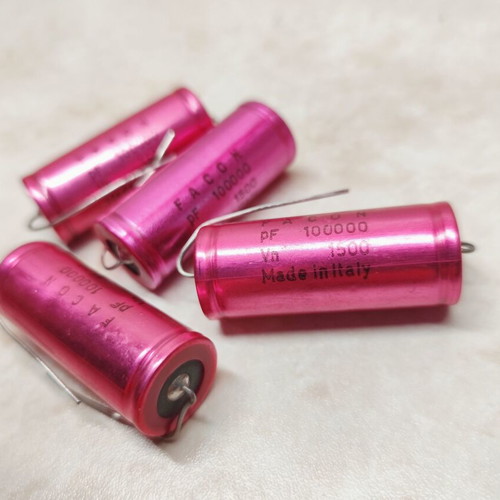 Facon Axial Capacitors 100 nF 1500 V, set of 4, vintage audio NOS