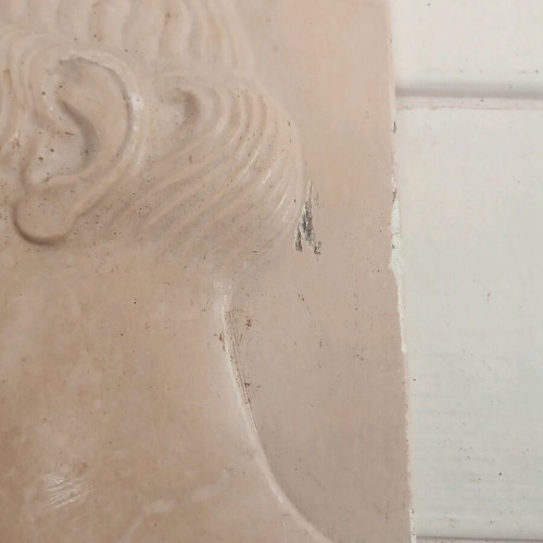 Relief depiction of Apollo of Olympia in plaster 25x28 cm without frame