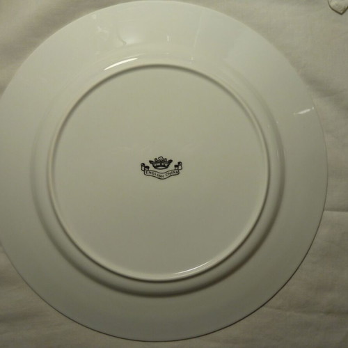 English Porcelain Dinner Plates Set like new, 8 pieces, white-blue