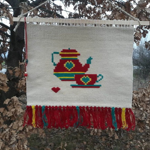 Wall hanging Ogneno Utro new, handwoven wool tapestry