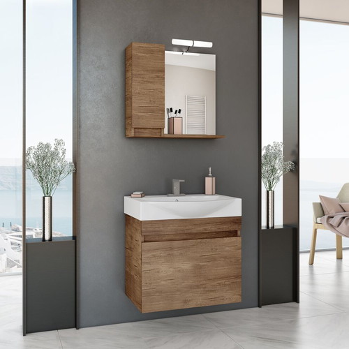 Drop Senso 65 PL Wood bathroom mirror with right cabinet new