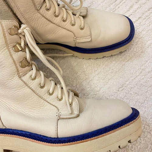 Μποτάκια Sam Edelman μεταχειρισμένα, γνήσιο δέρμα, μέγεθος 36,5-37, κρεμ