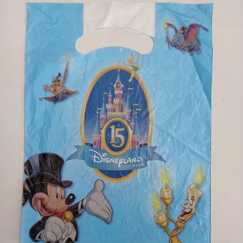 Disneyland Paris plastic packaging bags small blue used 2 pcs