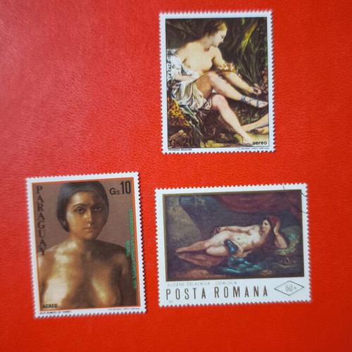Art stamps with nude theme like new, set of 3 pieces