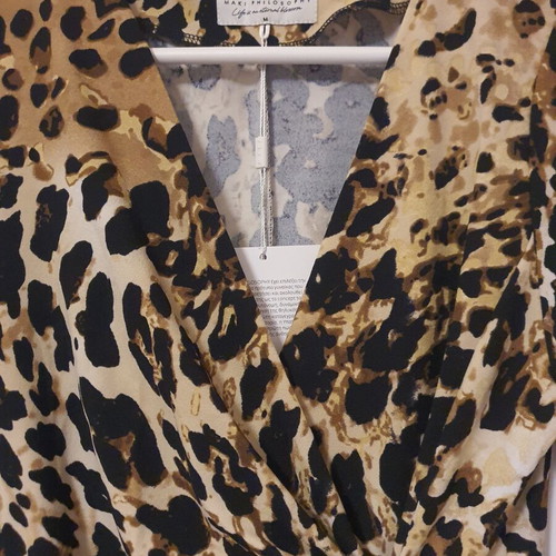 Dress with leopard print and wrap neckline new by Maki Philosophy