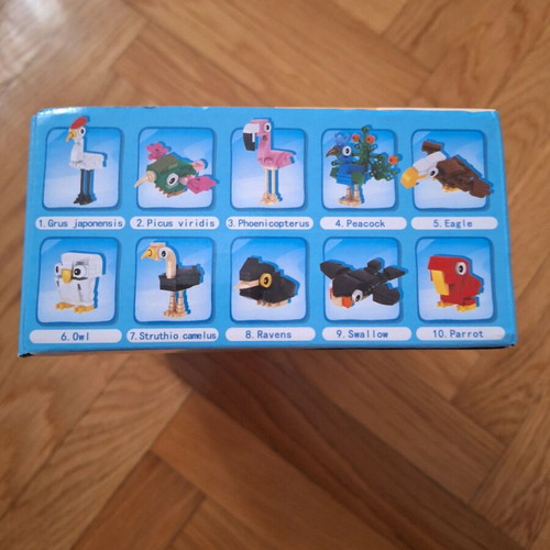 Building blocks set of 10 bird types new