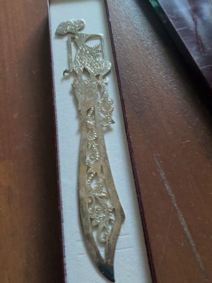 Carved metal letter opener handmade, unused, in original packaging