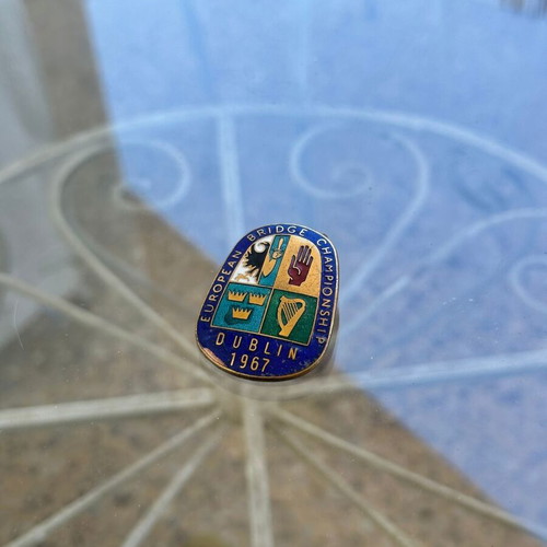 Vintage European Bridge Championship Dublin 1967 enamel pin used