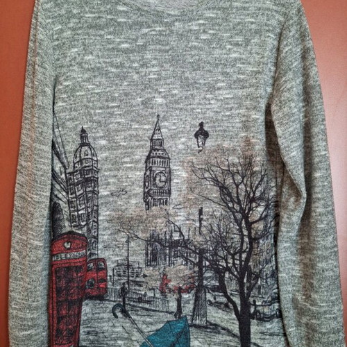 Thin long-sleeve blouse like new, gray, size M