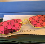 Gucci GG1278S 005 Sunglasses new, gold frame purple mirror