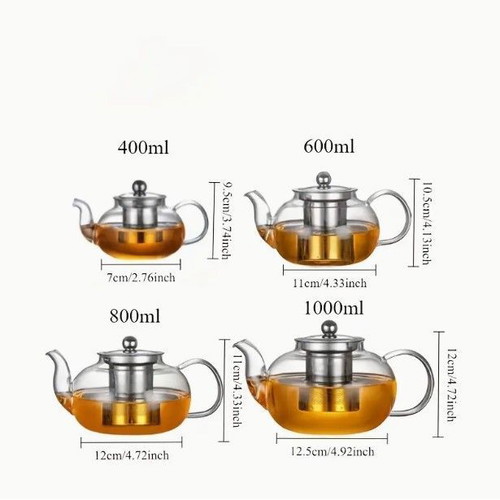 Glass teapot 800ml new with stainless steel filter