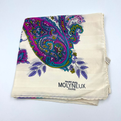Molyneux scarf new, 88x88 cm, Italian polyester silk-like