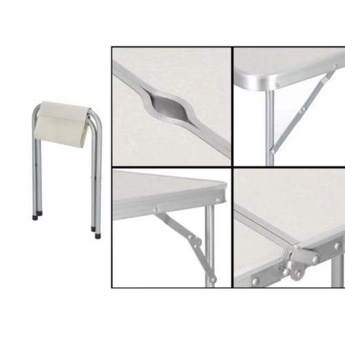 Folding table with 4 chairs and umbrella hole, new, white