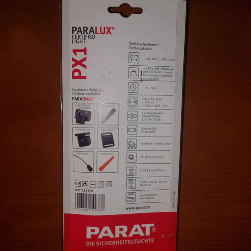 Paralux PX1 120 lm Explosion-Proof Flashlight new, waterproof