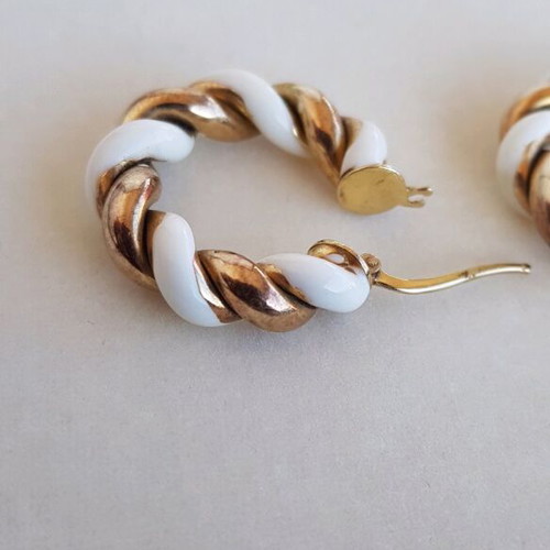 Silver 925 hoop earrings used with enamel, gold plated