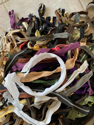 Zippers used bulk pack of 160, various types and sizes