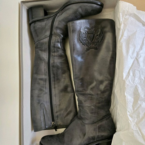 Laura Bellariva leather boots dark grey size 37