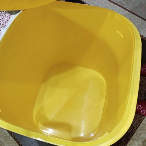 Plastic bucket for pet food slightly used
