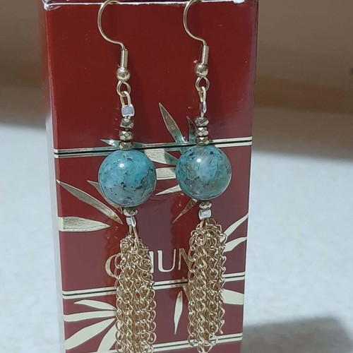 Earrings with stone gold glue on steel new