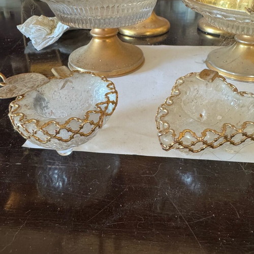 Porcelain decorative set used, Bohemian crystal