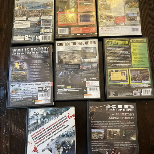 PC games pack of 8 used, strategy, action, simulation