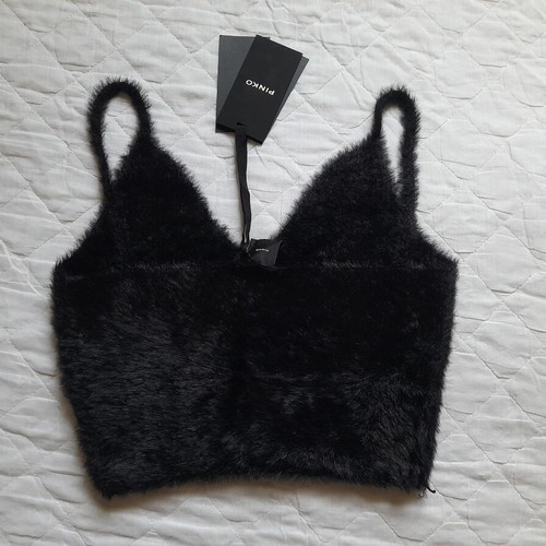 Crop Top Pinko Black Fuzzy Size Large New