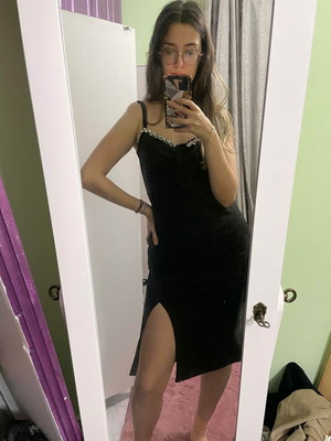 Shein black midi dress with slit like new