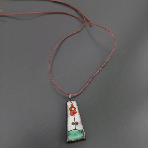 Handmade necklace from ceramic used
