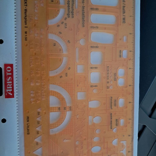 Aristo 5060 Architectural Stencil new, orange transparent plastic