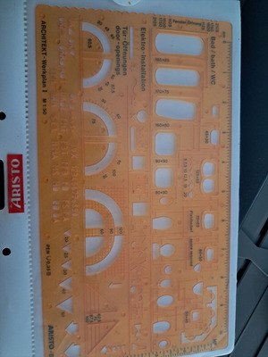 Aristo 5060 Architectural Stencil new, orange transparent plastic