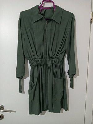Khaki dress jacket new, 3/4 sleeve with zipper, size S