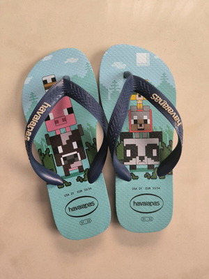 Havaianas детски джапанки с дизайн Minecraft, като нови, размер 33-34