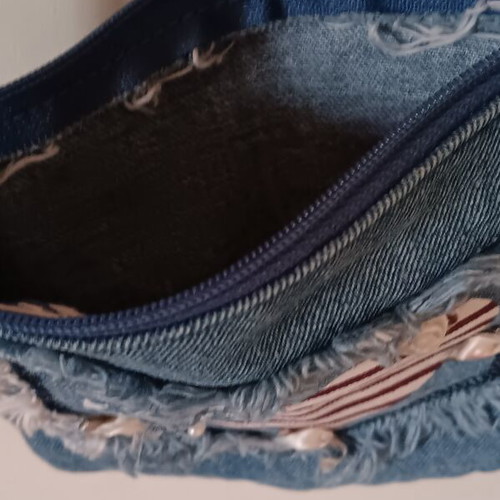 Handmade denim shoulder bag like new with USA emblem