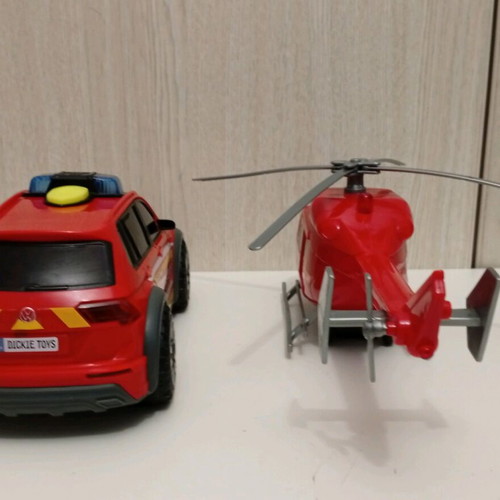 Dickie Toys Fire Rescue Helicopter and Vehicle used, set