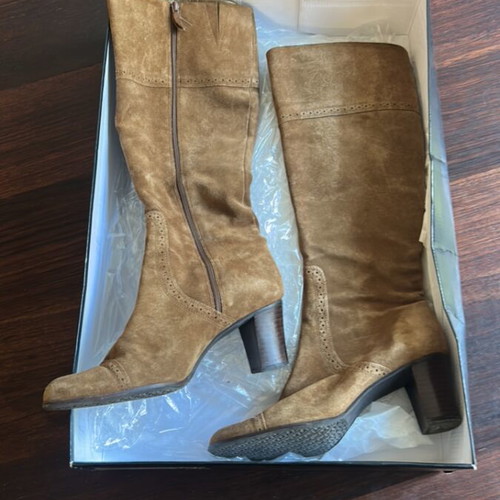 Talbots suede leather boots used, beige brown size 37