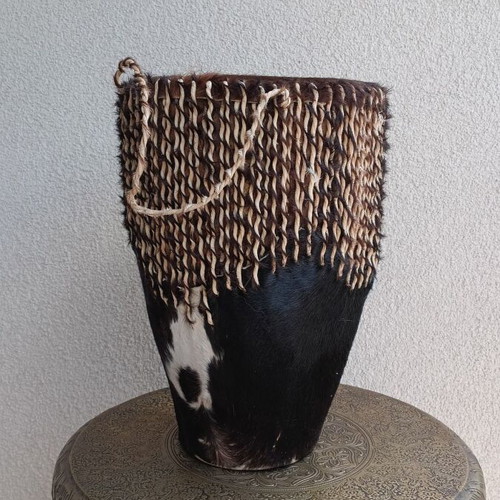 Tarambuka new African drum with natural animal skin and wooden body
