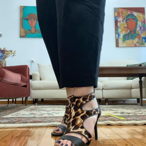 Sandro Paris leopard black heels like new
