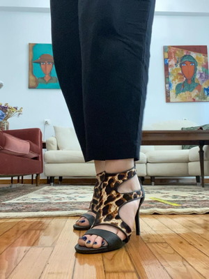 Sandro Paris leopard black heels like new