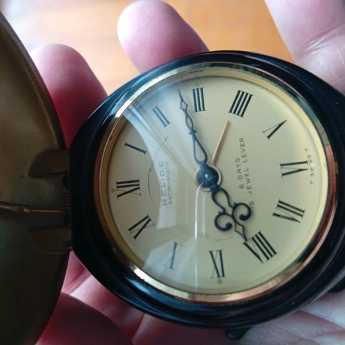 Επιτραπέζιο ρολόι Relide μεταχειρισμένο, 8ημερο 15jewel, Swiss made, μινιατούρα πασχαλίτσα