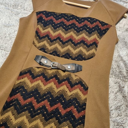 Dress and jacket set used, brown and orange