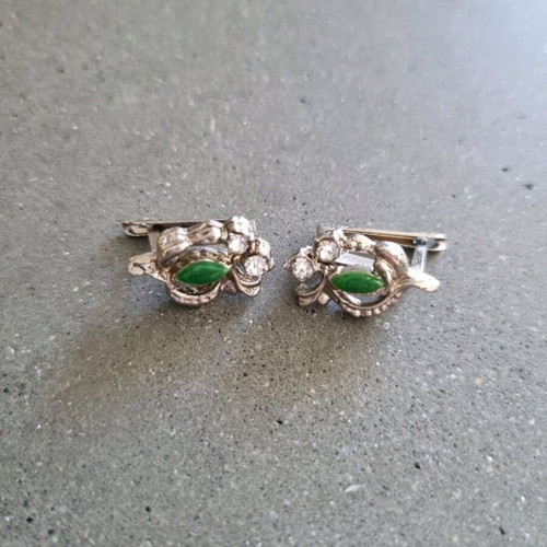 Jewellery set with green stones, steel, new