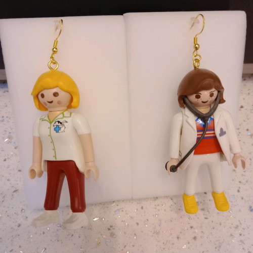 Playmobil earrings!! Hand made!The Doctor & the Nurse!