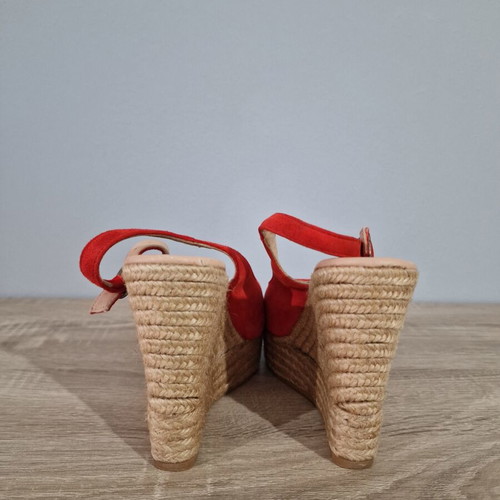 Gaimo red leather and suede wedge espadrilles sandals size 38 used