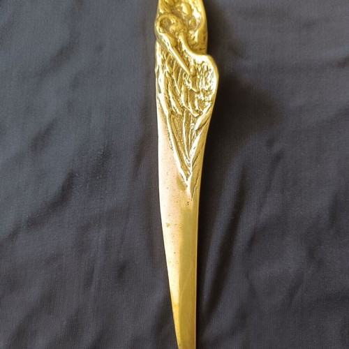 Art Nouveau brass letter opener with heron design like new
