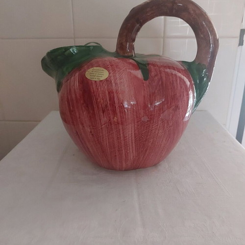 Handmade faience pitcher hand-painted