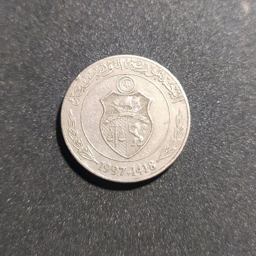 1/2 Dinar Tunisia used 1997-1418