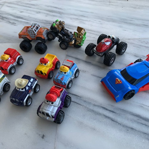 Metallic toy cars Tonka Hasbro and DC Comics used