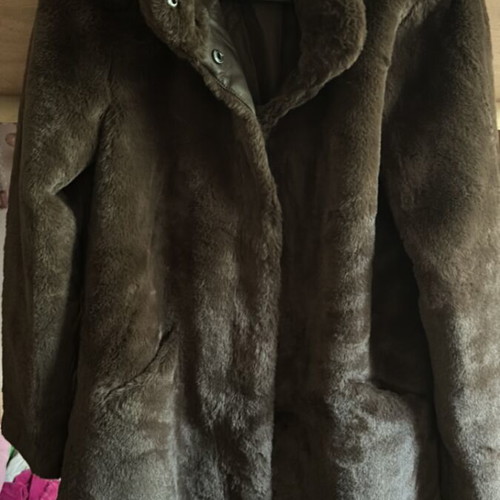 Only synthetic brown fur coat like new size M