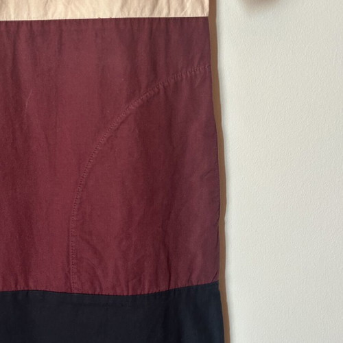 H&M Colour Block Vintage Dress, nude burgundy navy